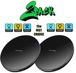 2 Pack Wireless Fast Charger Stand Dock Cradle for Apple iPhone Samsung Galaxy - Picture 1 of 9