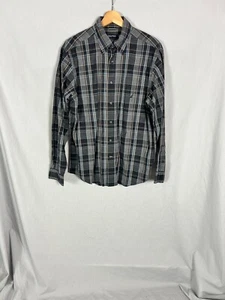 Nautica, Men's Navy + Grey Checked Long Sleeved Shirt, Size Medium - Used - Picture 1 of 3