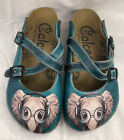 CALCEO Elephant Headphones Glasses Mules  Clogs Teal 36 Women's 5.5 6