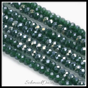Facettierte Glasperlen – Imitatorische Jade, Meergrün, 3x2 mm, 2 Stränge - Bild 1 von 4