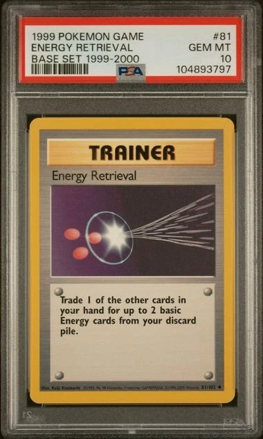 PSA 10 ENERGY RETIEVAL 81 BASE SET 1999-2000 4TH PRINT POKEMON - Image 1 of 2