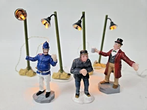 Lemax Christmas Village Accessories Street Lamps Men Figurines - Picture 1 of 4