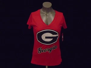 GEORGIA BULLDOGS NEW NCAA WOMEN'S DEEP V-NECK DRI-FIT FASHION SHIRT - Picture 1 of 3