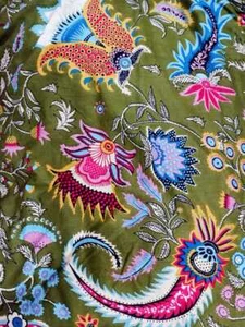 3 Yards Fabric Indian Green Floral Hand Block Print Cotton Fabric Sewing Fabrics - Picture 1 of 3