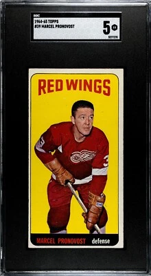 1964-65 Topps Hockey #39 Marcel Pronovost Detroit Red Wings – SP - SGC 5 Ex - Image 1 of 2