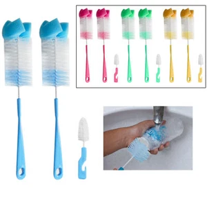 3Pc Baby Bottle Cleaning Brush Set Scourer Nipple Wash Cup Sponge Scrubbing Tool - Picture 1 of 1