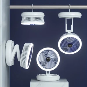 USB Charging Foldable Table Hanging Ceiling Fan with LED Light 4Speed Adjustable - Picture 1 of 9
