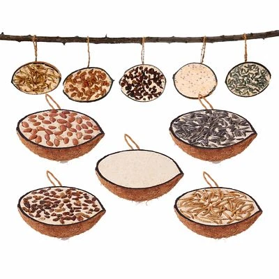 10 gefüllte halbe Kokosnüsse Vogelfutter Fettfutter Wildvogel Kokosnuss Meisen - Bild 1 von 4