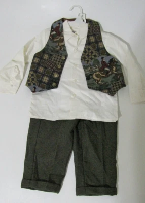 Новый без ЯРЛЫКОВ хороший парень 3 Pc.Set кнопка жилет конный, рубашка и плиссированные брюки мальчика 5 - Изображение 1 из 4