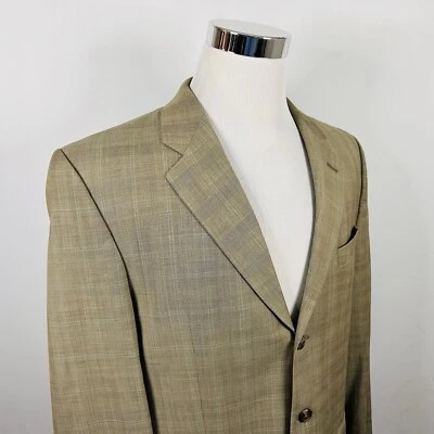Chaps 42L Sport Coat 100% Wool Gold Glen Plaid Three Button Lined - Image 1 of 4