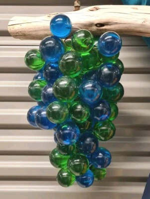 Racimo de uva grande vintage colgante verde azul 16 pulgadas Foto 1 de 4