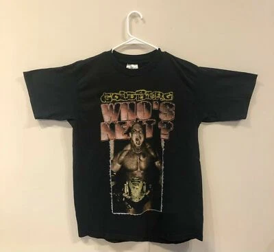 WCW GOLDBERG ¿Quién es el próximo? (Cinturón de uso) Camiseta Negra Gráfica L Usada 1998 Foto 1 de 4