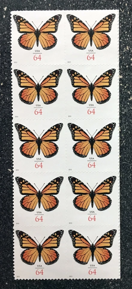 USA2010 #4462 64c Monarch Butterfly - Block of 10 Stamps From Sheet  Mint NH - Image 1 of 1