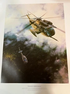 "The Jolly Green Giant" Huey Helicopter By Terrance J Ryan Signed Print - Picture 1 of 7