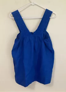 Top donna J Crew taglia 4 100% lino blu royal cuciture silenzioso lusso - Foto 1 di 8