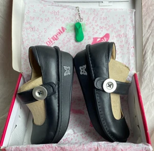 *NEW* Alegria Paloma PAL-601W Black Leather Mary Jane Shoes Size 36W K244 - Picture 1 of 9