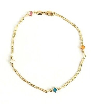 18k gold filled Multicolor Crystal anklet 9.5" long / tobillera multicolor - A30 - Изображение 1 из 4