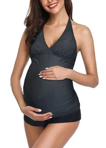 Z15805-T17-SW) UMSTANDSBADEMODE SCHWANGERSCHAFTS TANKINI HOTPANTS SCHWARZ GR. 38 - Bild 1 von 2