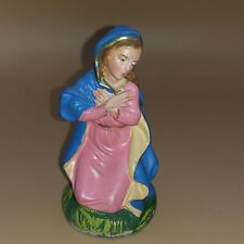 Plaster Nativity Mary Figurine Replacement Hand Painted 4.5"  Vintage Made Italy