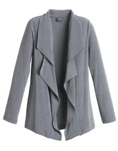 $79 NWT Chico's Travelers Steel Cross Dye Double Lapel Jacket Gray 2 L 12 Large - Picture 1 of 8