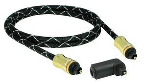 2m Home Cinema Fibre Optics Cable Aluminium Housing + Toslink-Angle gold-2.0 - Picture 1 of 1