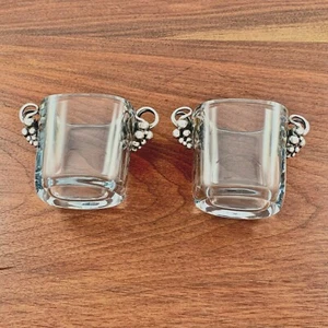 (2) DÄNISCHES ZAHNSTOCHERURNEN STERLINGSILBER & HELLBLAUES GLAS JENSENESKER STIL - Bild 1 von 6