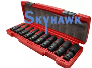 10 Pc 1/2" Drive SAE Universal Swivel Deep Impact Socket Set PRO Radius Set - Picture 1 of 1