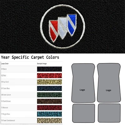 Alfombrillas de bucle ACC 1971-1973 Buick Riviera Buick Shield Logo 4 piezas Foto 1 de 4