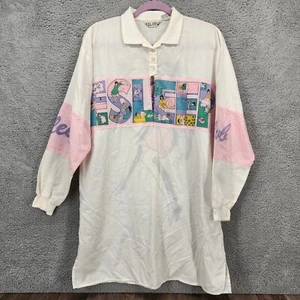 Esleep Vintage Novelty Print Night Shirt One Size Fits All 80s Long Sleeve - Picture 1 of 15