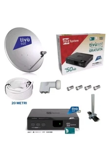 KIT- SATELLITARE TIVÙSAT DECODER HD + PARABOLA 80CM + LNB + CAVO 20+ SUPPORTO  - Imagen 1 de 1