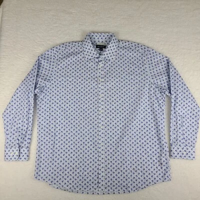 Jos A Bank Shirt Mens 2XL XXL Blue Purple Floral Tailored Fit Dress Button Up * - Image 1 of 4