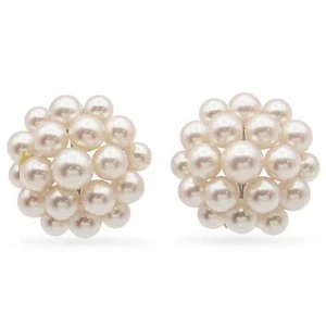 Tasaki Pearl Cluster Silver Plated Clip On Earrings - Picture 1 of 7