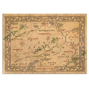 Weta Map of East Farthing Parchment Art Print Daniel Reeve 10x14 The Hobbit LOTR - Picture 1 of 1