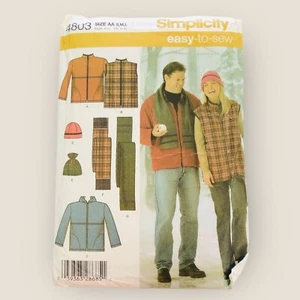 Vintage Simplicity Sewing Pattern 4803 Unisex Jacket Vest Hats Scarf Size S-L - Picture 1 of 2