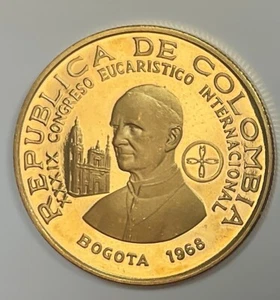 1968 Colombia 200 Pesos Proof Gold - Beautiful Gold Coin - Picture 1 of 2