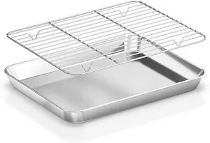 Baking Sheet with Wire Rack Set: 2PCS Stainless Steel Cookie Pan with Cooling - Picture 1 of 10