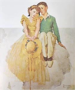 Young Love Norman Rockwell Vintage 1990 Double Sided Book Print - Picture 1 of 8