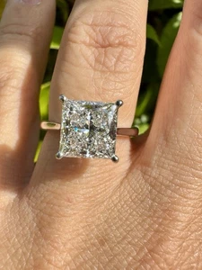 Platinum 3.02ct Princess Cut Lab Grown Diamond Solitaire Ring Certified - Picture 1 of 6