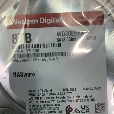 WD Red Plus 8TB NAS HDD CMR 3.5" SATA WD80EFPX New Open Box Sealed Drive - Image 1 of 4