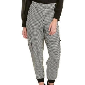 Alice + Olivia Dede gesmokte Cargo-Jogginghose mit Hahnentrittmuster kariert XL - Bild 1 von 9