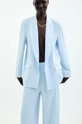NWT ZARA SKY BLUE OPEN WRINKLE-EFFECT BLAZER  L - Image 1 of 4