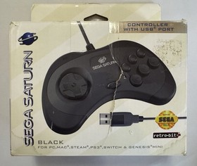 SEGA Saturn Black USB Wired Controller for PC Mac Steam PS3 Switch