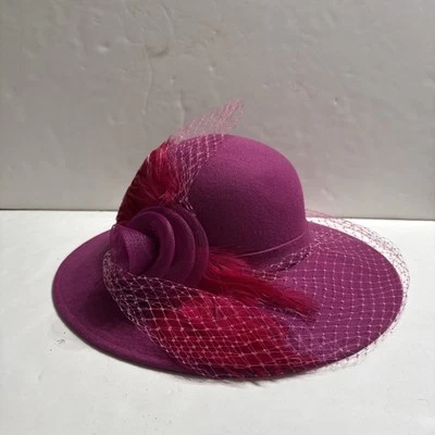 Sombrero Georgi Vintage Rosa 100% Lana Hecho en Estados Unidos Mujer’s Talla Única Gorra Redonda Foto 1 de 4