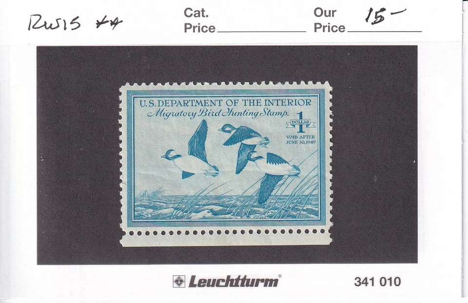 U.S.: Sc # RW15, $1 Federal Duck Hunting Stamp, MNH (E15604) - Image 1 of 1