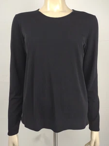 Eileen Fisher Camisa Blusa Negra 100% Seda Manga Larga Damas Pequeña Mediana - Imagen 1 de 7