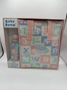 Vintage Baby Boom Mini Diaper Bag And Bottle Gift Set Clean Pastel Colors NEW - Picture 1 of 10