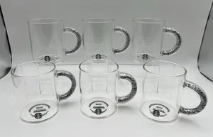 Starbucks 12oz Clear Glass Mug w Glitter Handle 2019 Holiday Collection SET OF 6 - Picture 1 of 11