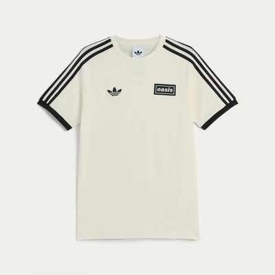 Adidas x Oasis TOUR 3-STRIPES SHORT SLEEVE TEE SIZE MEDIUM WHITE CREAM SHIRT M - Image 1 of 4