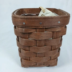 Cesta de lápices Longaberger tejida a mano LÁPIZ-RB con forro de vidrio 2015 coleccionable - Imagen 1 de 10