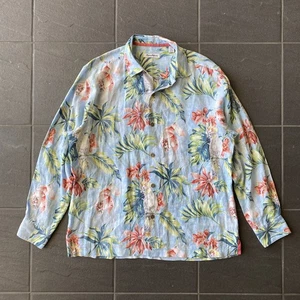 Tommy Bahamma 100% Linen Tropical Floral Long Sleeve Shirt Button Up Size L - Bild 1 von 12
